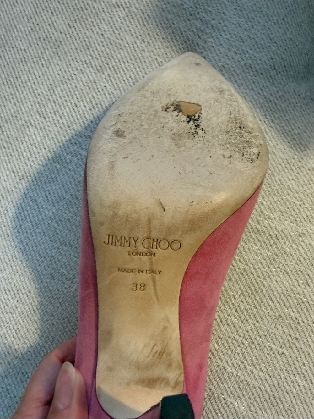 Jimmy Choo Pink Suede Pointed Toe Heels - Picture 7 of 7